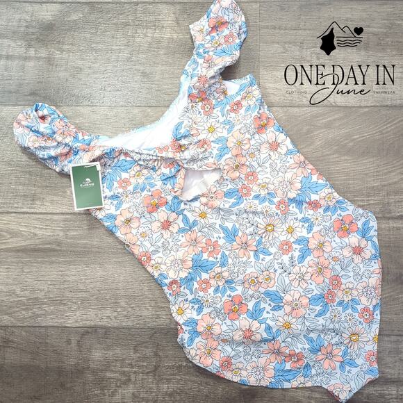 Eomenie Ruffle Shoulder Tummy Control One Piece Swimsuit Size XL - Picture 6 of 6